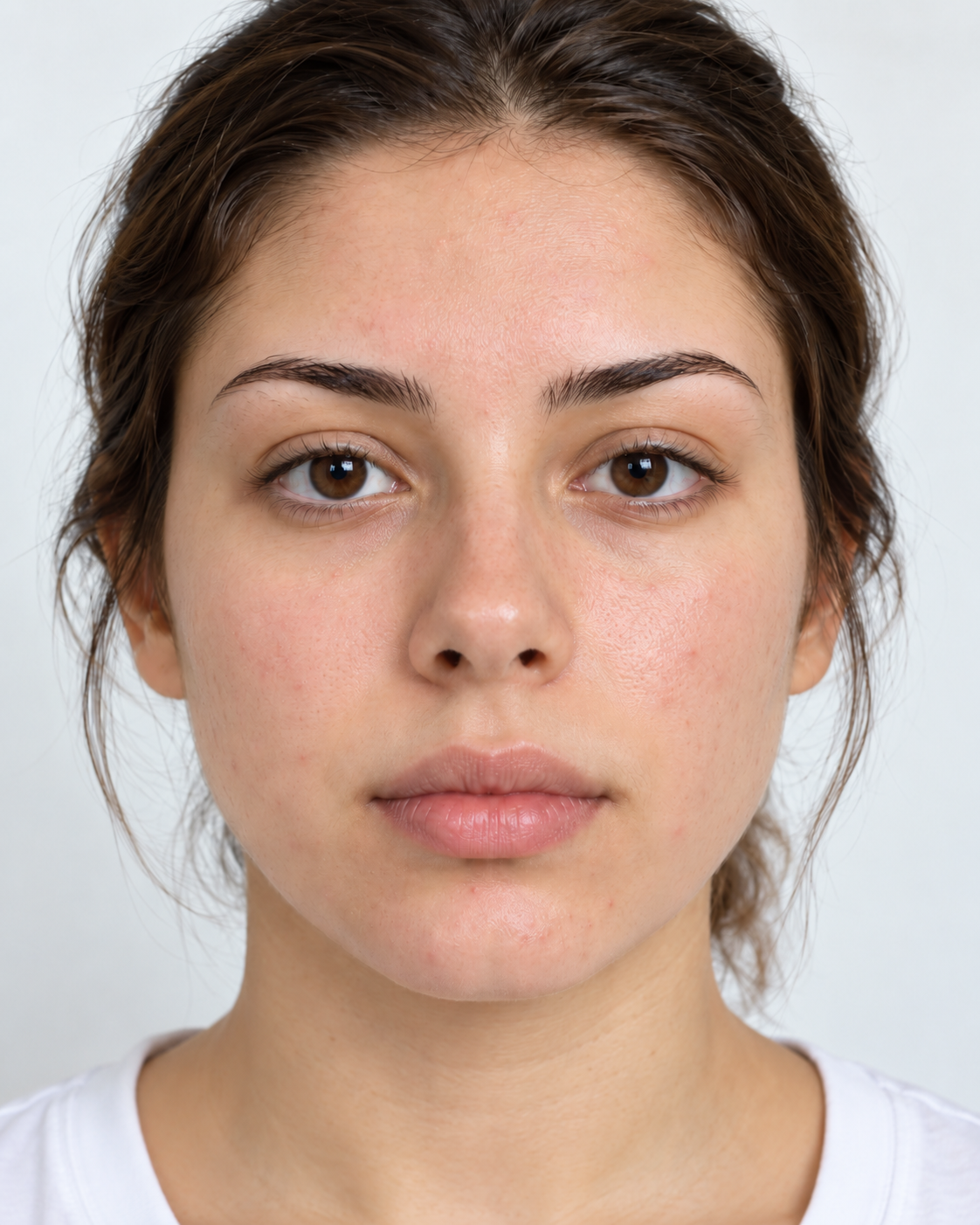 Example client photo after an illustrative AI treatment preview, showing clearer, calmer skin