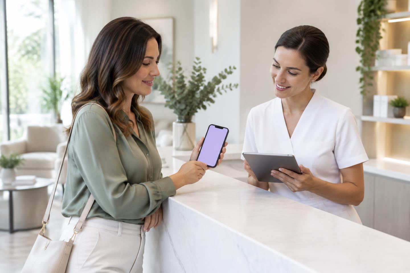 Illustrative medical spa visit with a member and practitioner